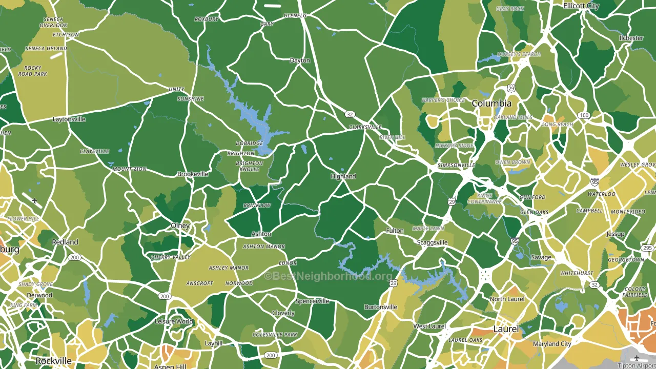 Highland, MD block-group voter-turnout map