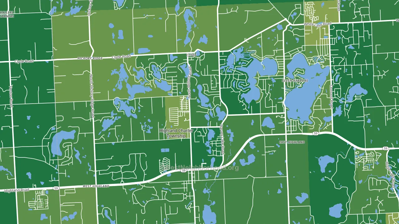 Highland, MI block-group voter-turnout map