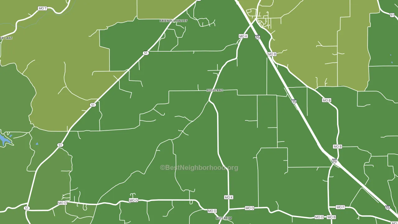 Highland, MO block-group voter-turnout map
