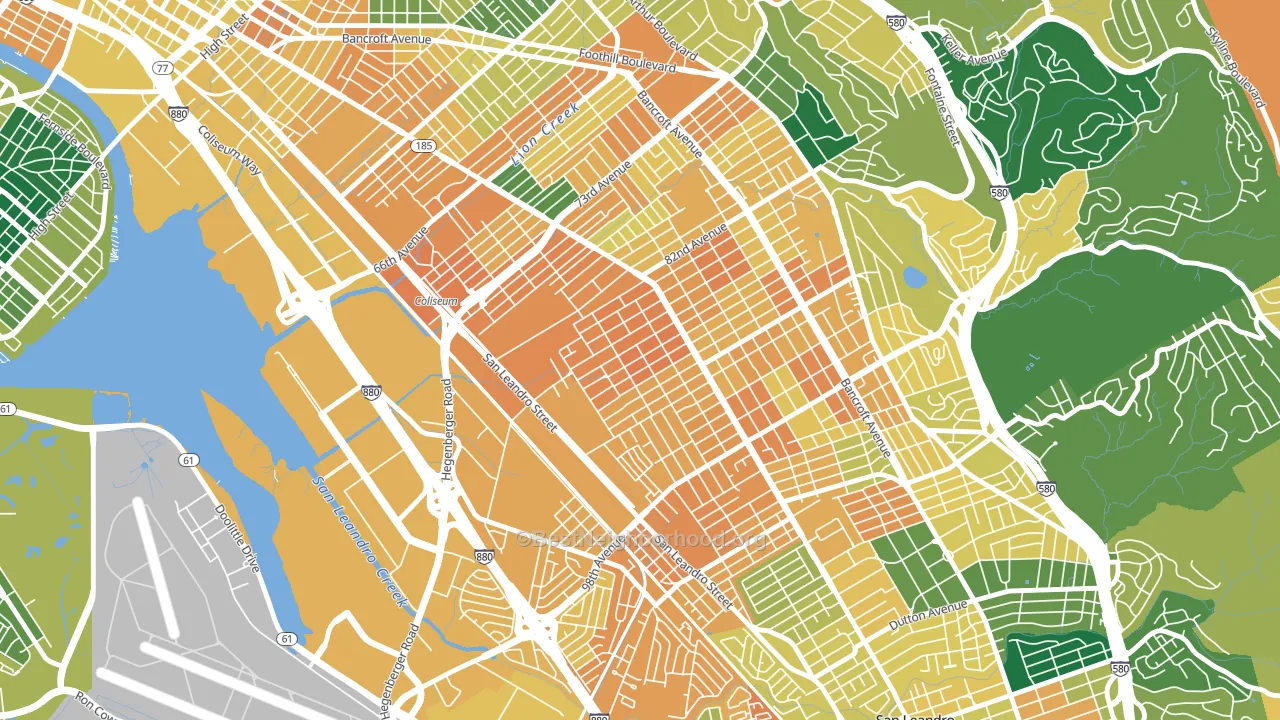 Highland, Oakland, CA block-group voter-turnout map