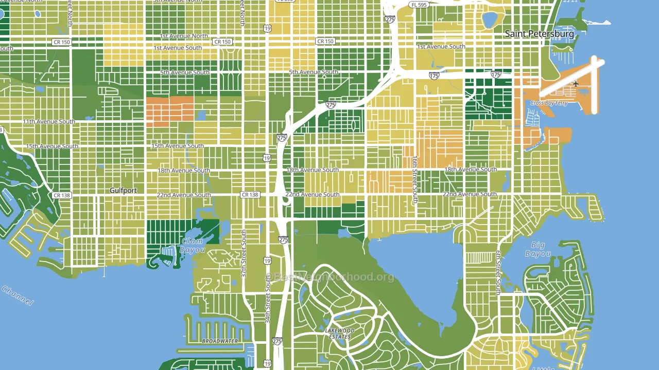 Highland Oaks, St. Petersburg, FL block-group voter-turnout map