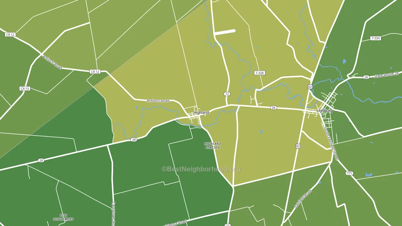 Highland, OH block-group voter-turnout map