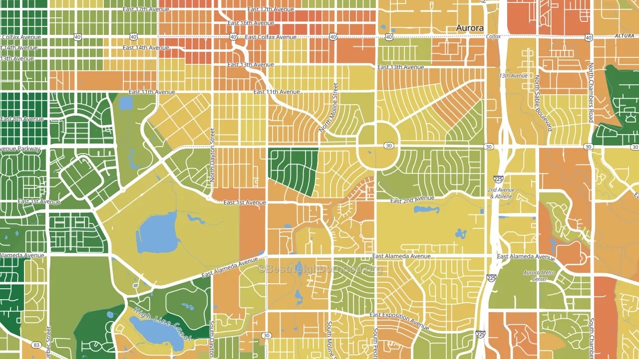 Highland Park, Aurora, CO block-group voter-turnout map