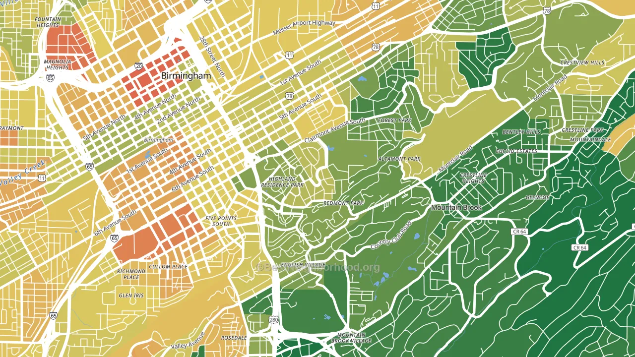 Highland Park, Birmingham, AL block-group voter-turnout map