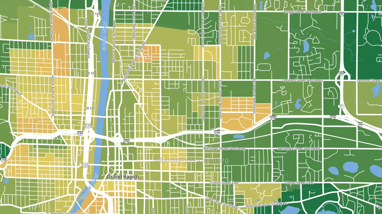 Highland Park, Grand Rapids, MI block-group voter-turnout map