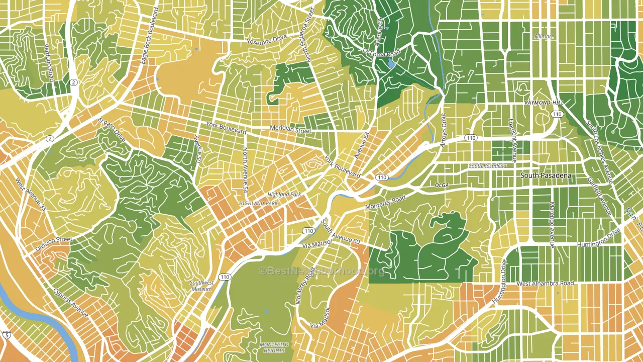 Highland Park, Los Angeles, CA block-group voter-turnout map