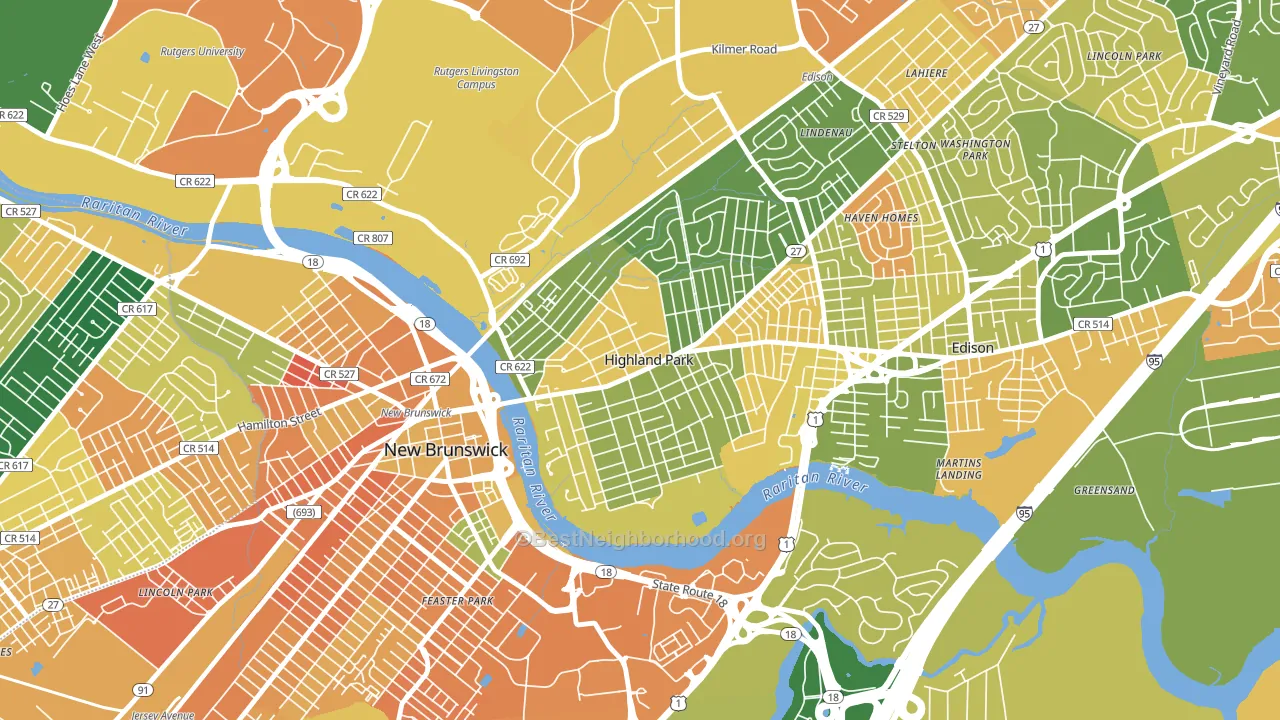 Highland Park, NJ block-group voter-turnout map