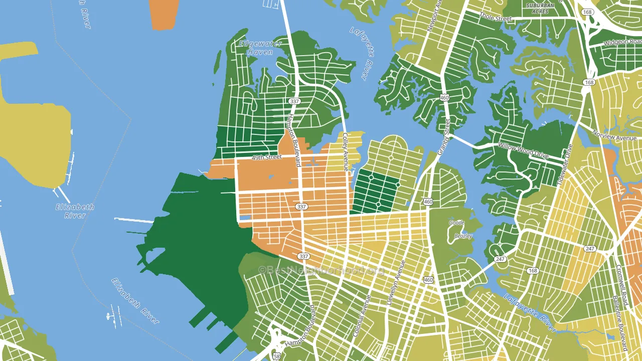 Highland Park, Norfolk, VA block-group voter-turnout map