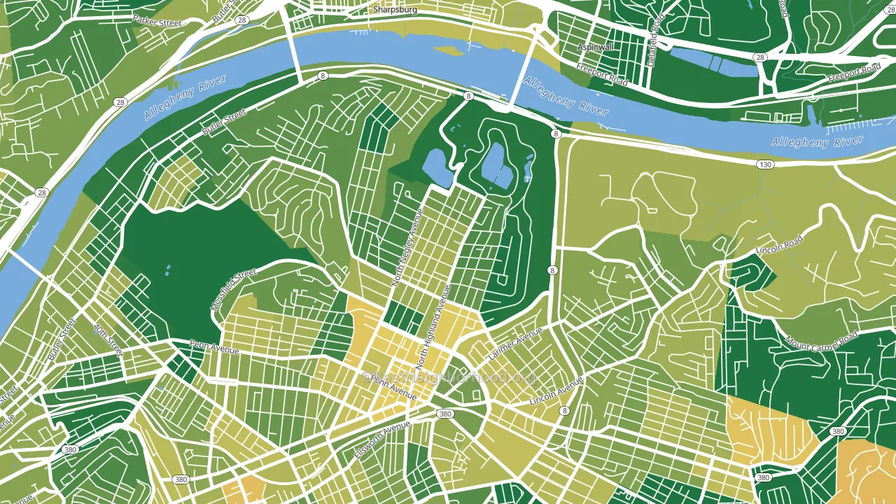 Highland Park, Pittsburgh, PA block-group voter-turnout map