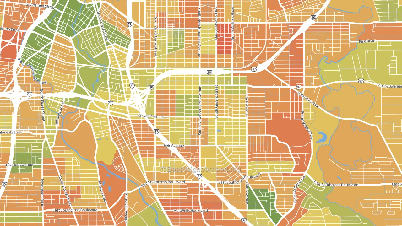 Highland Park, San Antonio, TX block-group voter-turnout map