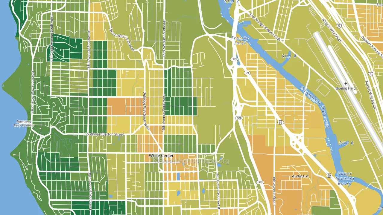Highland Park, Seattle, WA block-group voter-turnout map