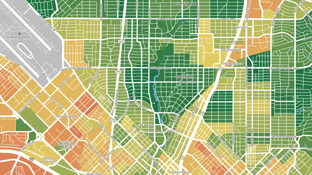Highland Park, TX block-group voter-turnout map
