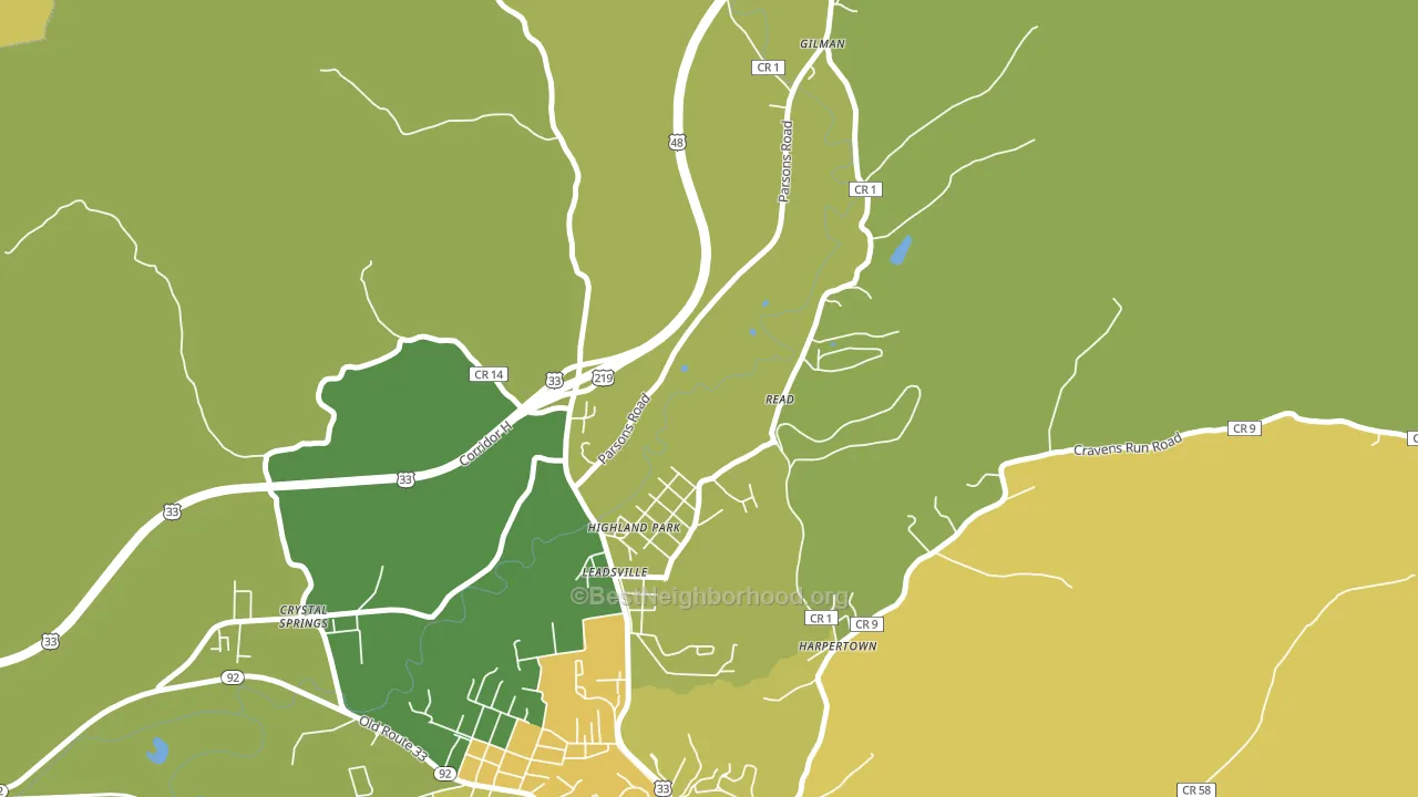 Highland Park, WV block-group voter-turnout map