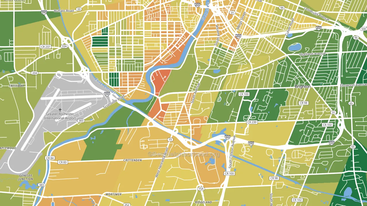 Highland, Rochester, NY block-group voter-turnout map