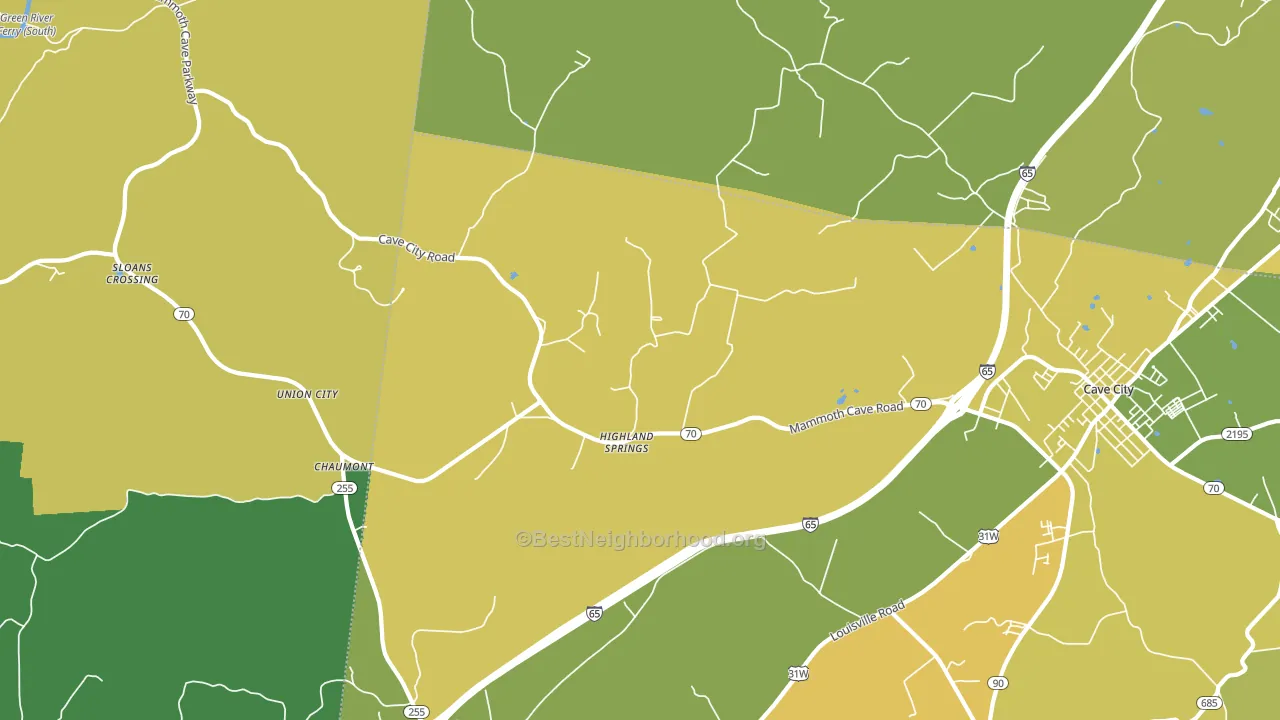 Highland Spring, KY block-group voter-turnout map