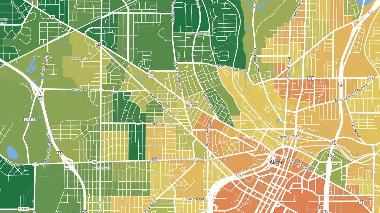 Highland Square, Akron, OH block-group voter-turnout map