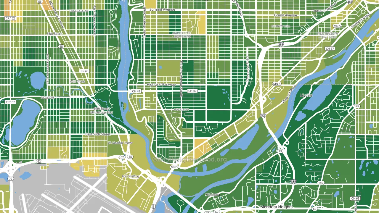 Highland, St. Paul, MN block-group voter-turnout map