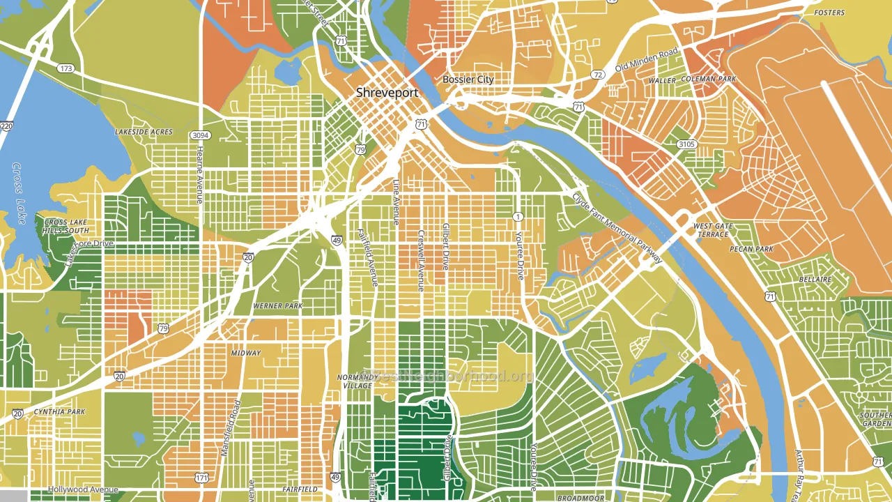 Highland-Stoner Hill, Shreveport, LA block-group voter-turnout map