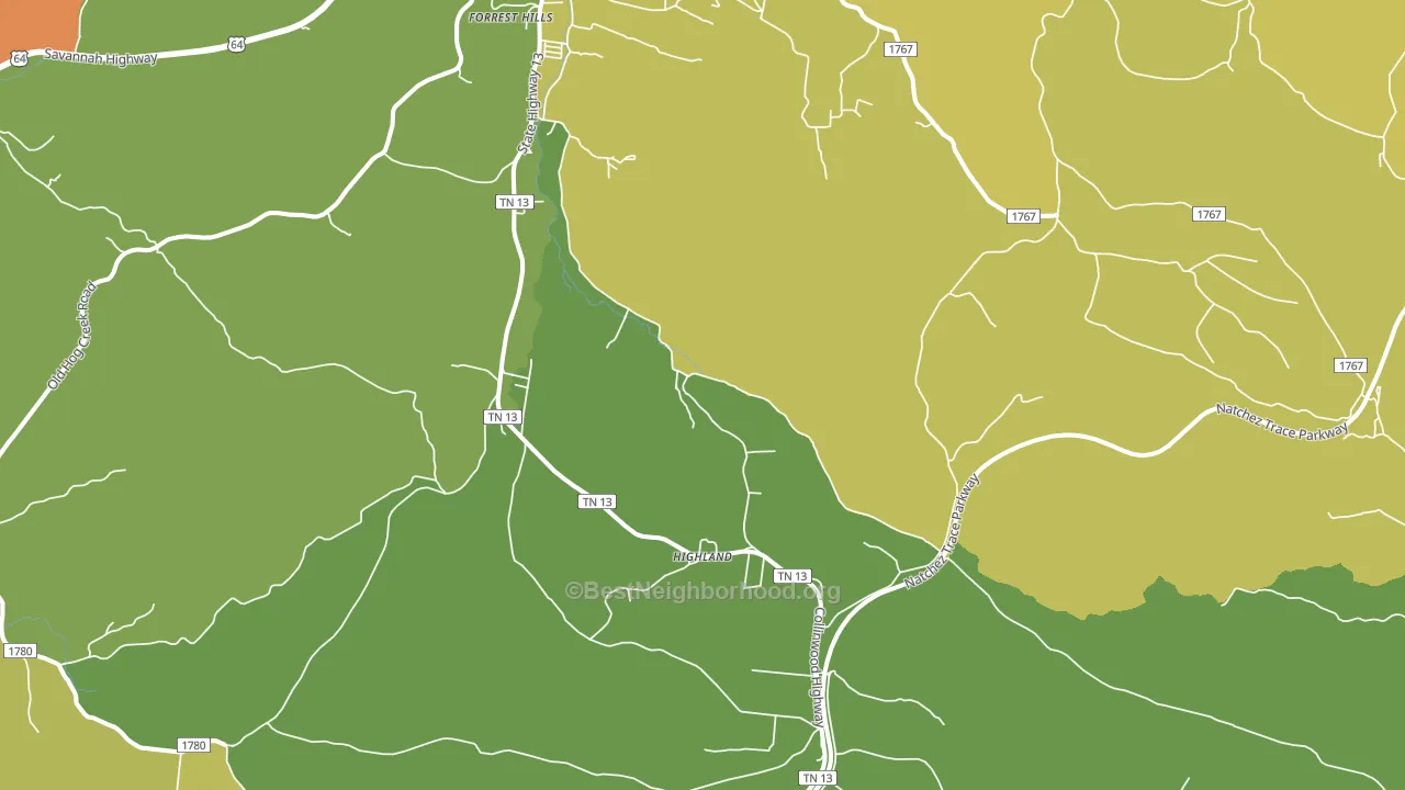 Highland, TN block-group voter-turnout map