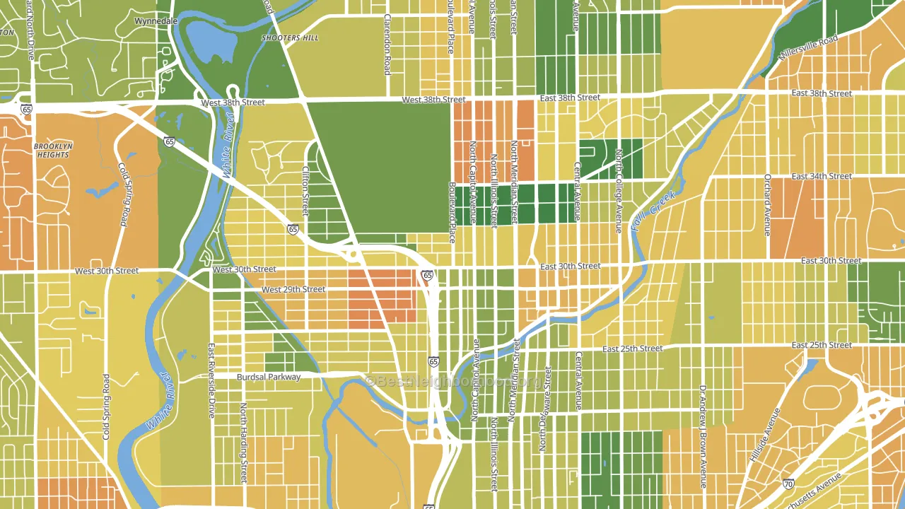 Highland Vicinity, Indianapolis, IN block-group voter-turnout map