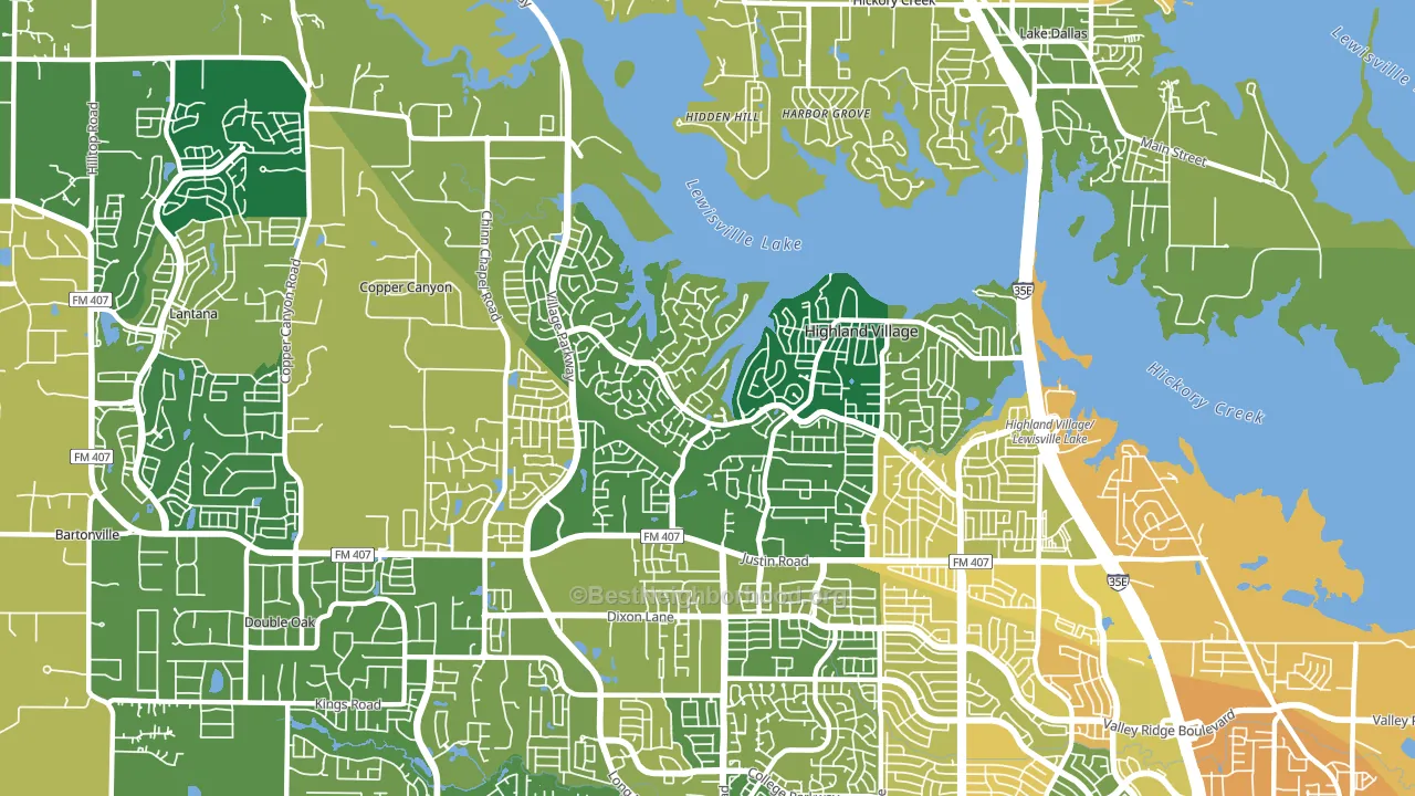Highland Village, TX block-group voter-turnout map
