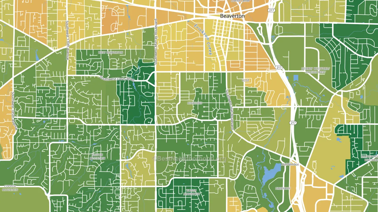 Highlands, Beaverton, OR block-group voter-turnout map