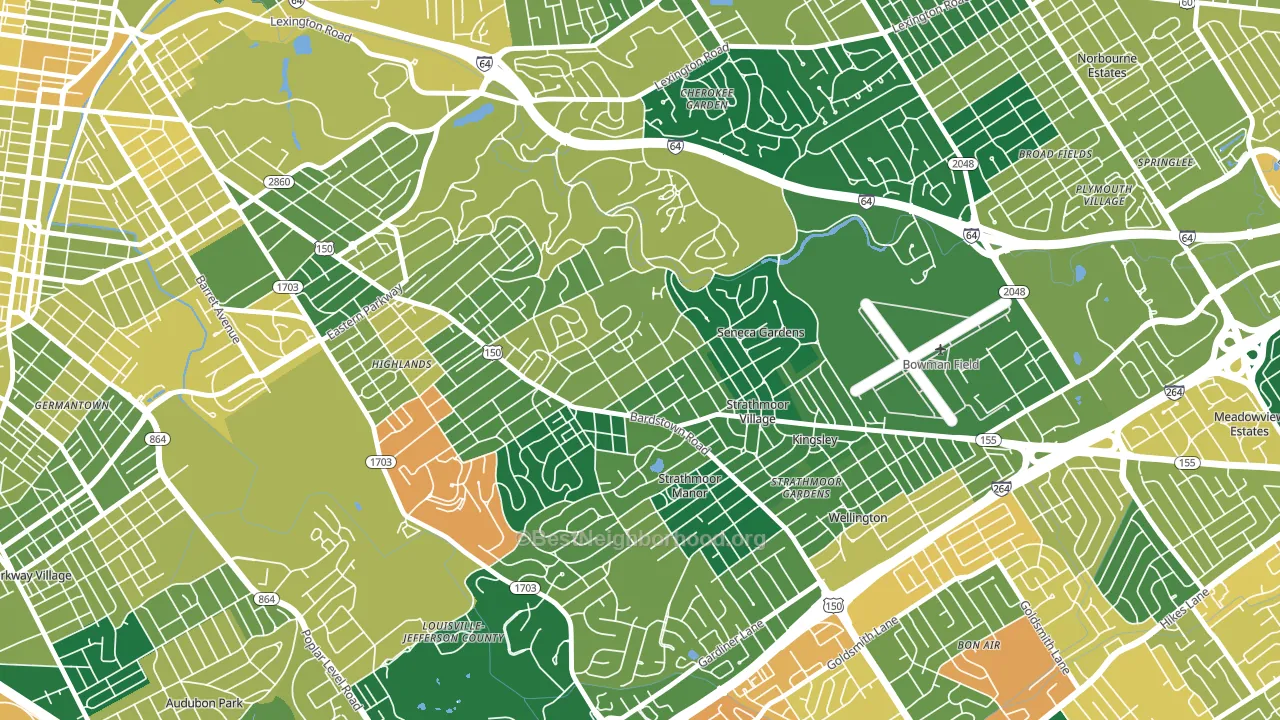 Highlands Douglass, Louisville, KY block-group voter-turnout map