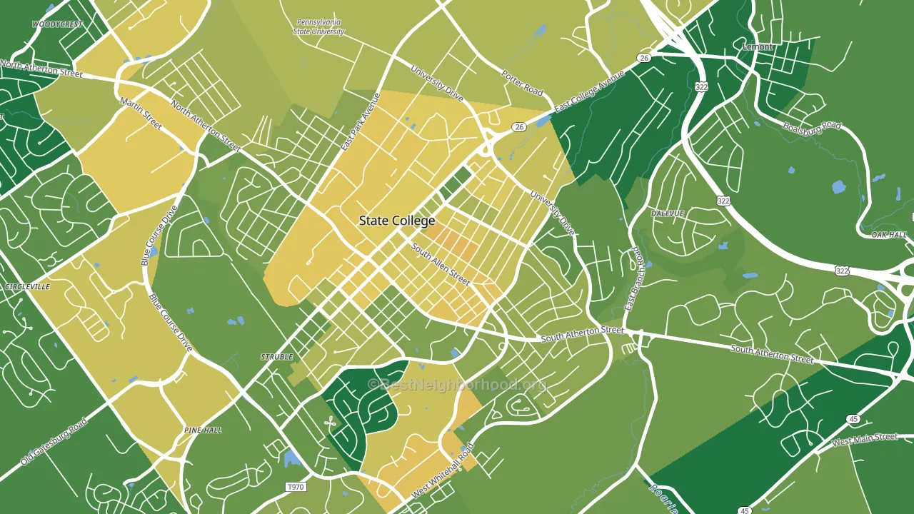 Highlands Historic District, State College, PA block-group voter-turnout map