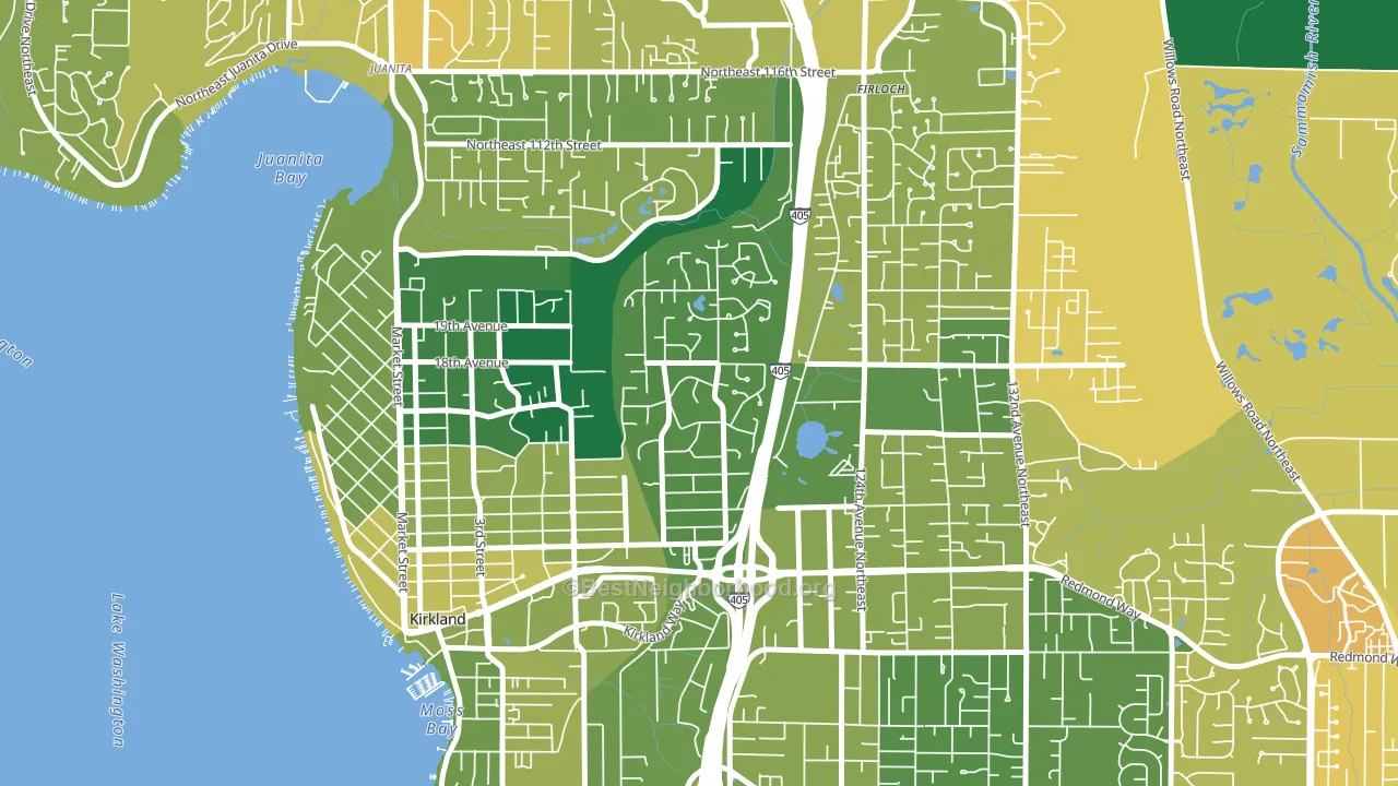 Highlands-Kirkland, Kirkland, WA block-group voter-turnout map