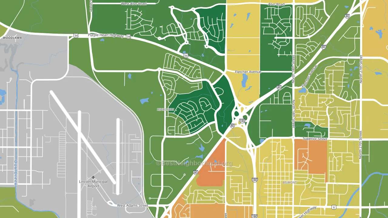 Highlands, Lincoln, NE block-group voter-turnout map