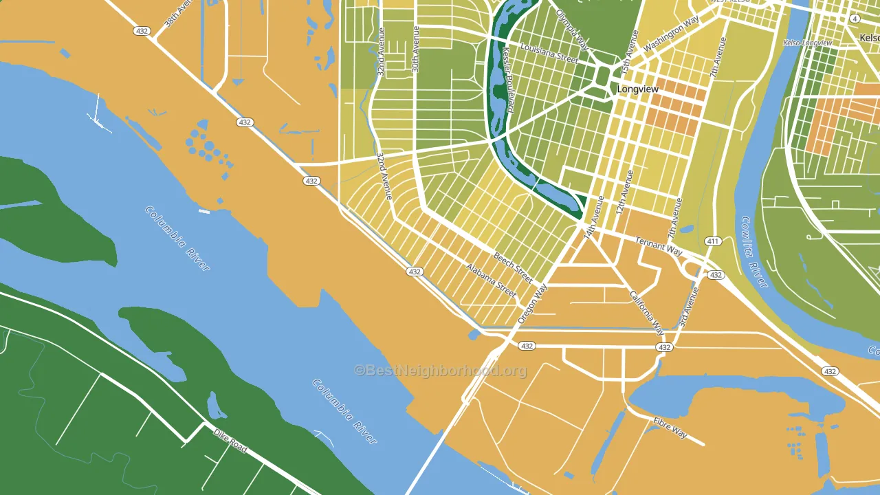 Highlands, Longview, WA block-group voter-turnout map