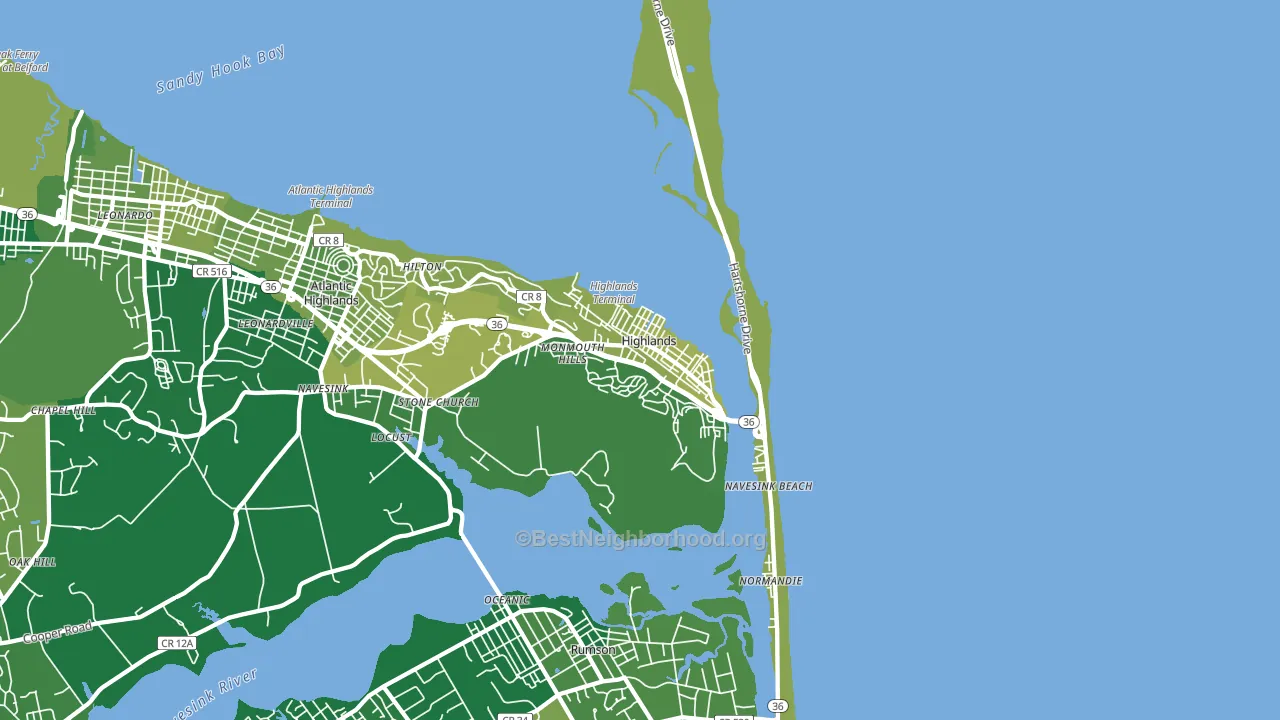 Highlands, NJ block-group voter-turnout map