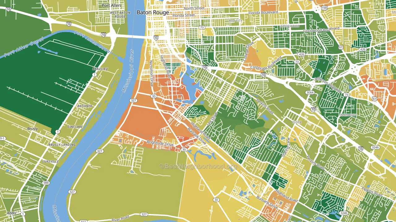 Highlands-Perkins, Baton Rouge, LA block-group voter-turnout map