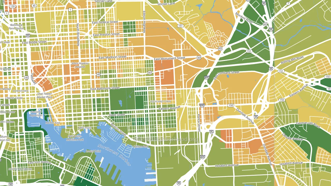 Highlandtown, Baltimore, MD block-group voter-turnout map