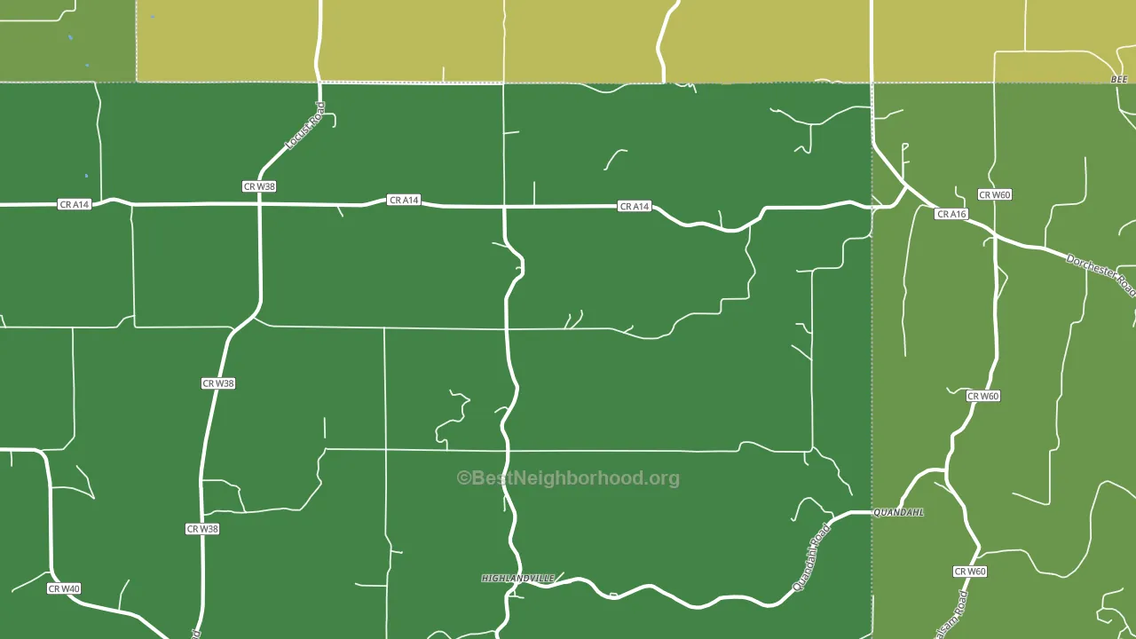 Highlandville, IA block-group voter-turnout map