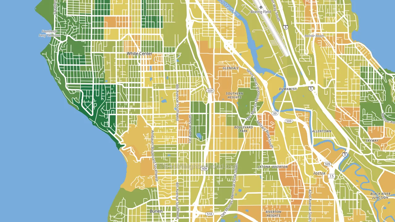 Highline, Seattle, WA block-group voter-turnout map