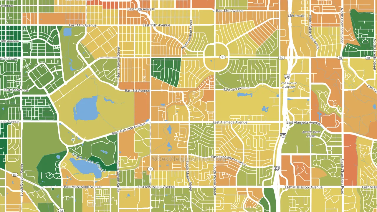 Highline Villages, Aurora, CO block-group voter-turnout map