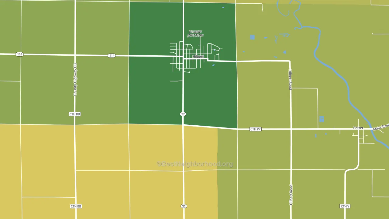 Hilbert Junction, WI block-group voter-turnout map