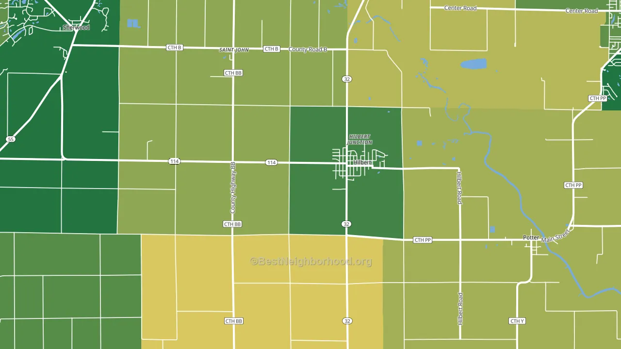 Hilbert, WI block-group voter-turnout map