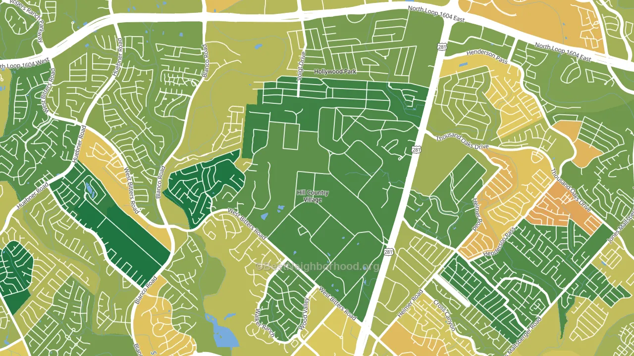 Hill Country Village, TX block-group voter-turnout map
