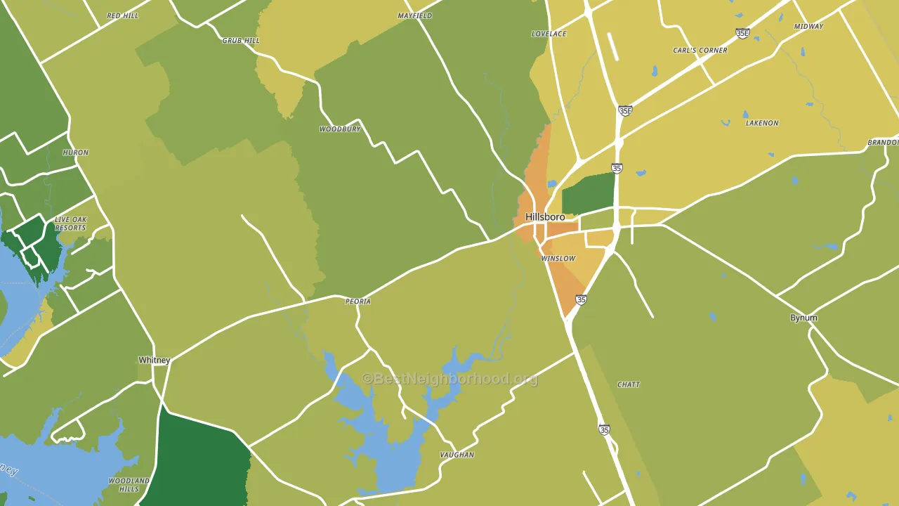 Hill County, TX block-group voter-turnout map