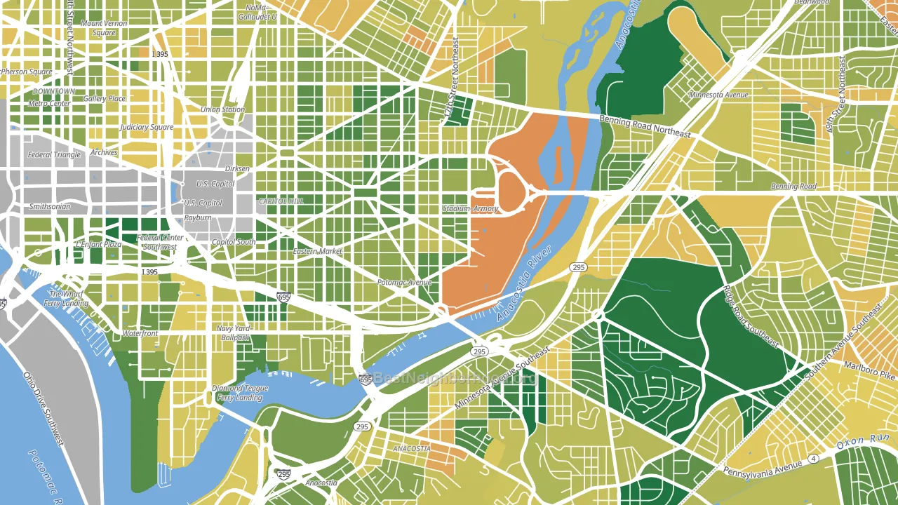 Hill East, Washington, DC block-group voter-turnout map