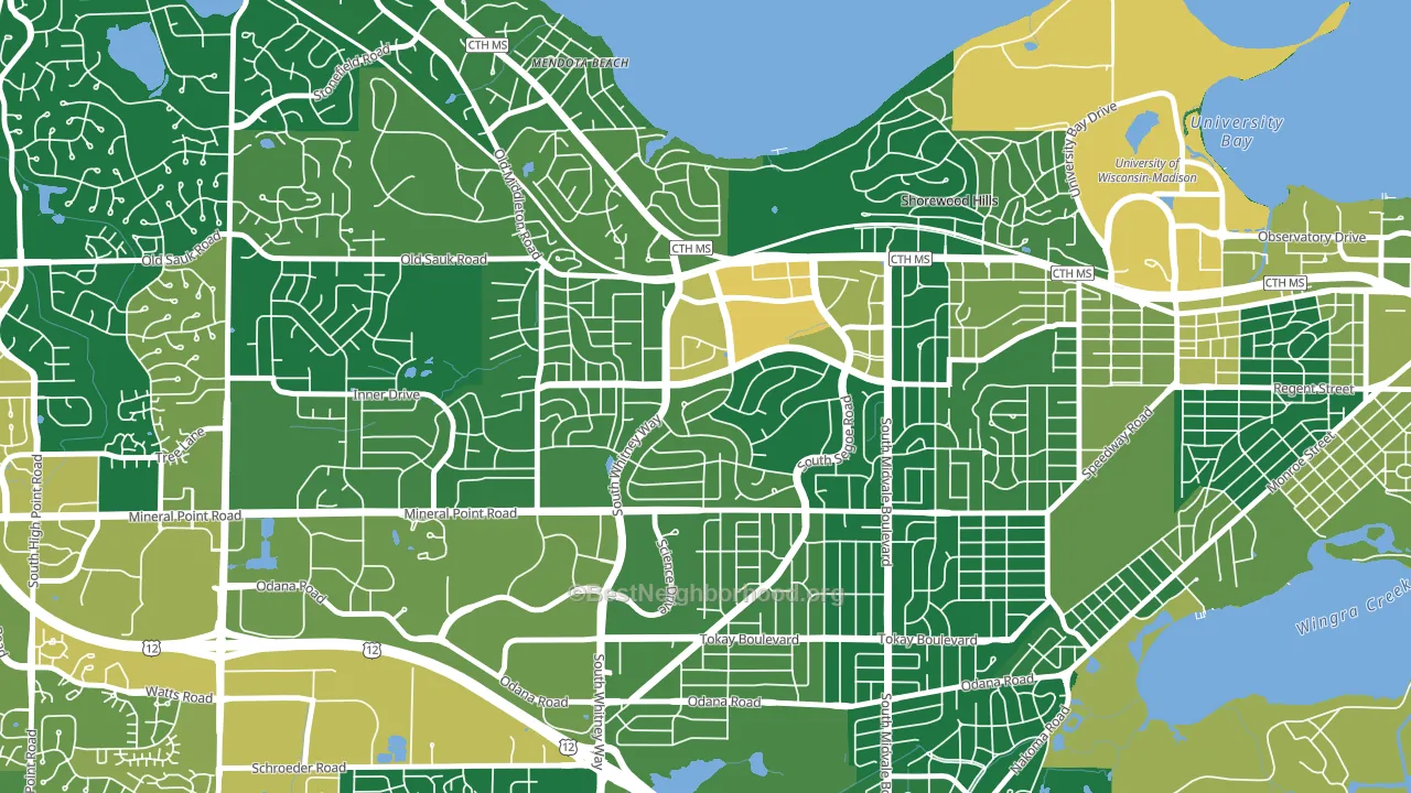 Hill Farms-University Neighborh, Madison, WI block-group voter-turnout map