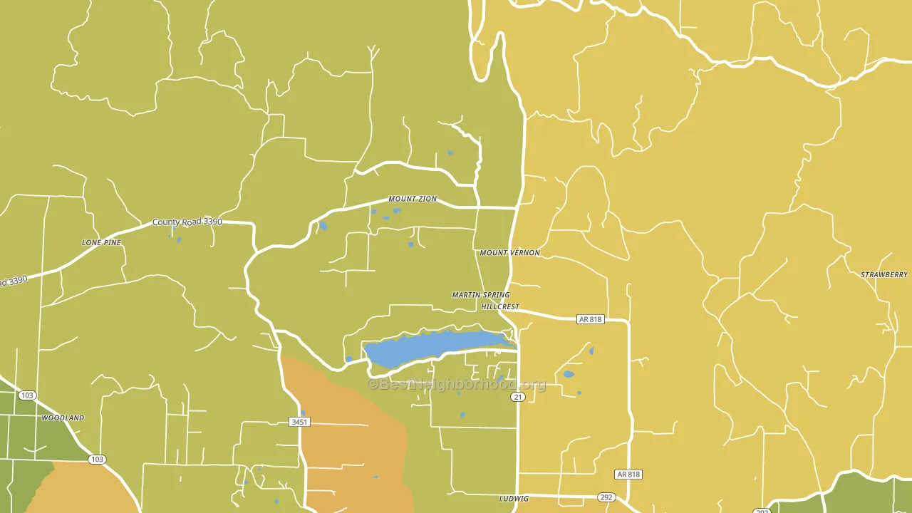 Hillcrest, AR block-group voter-turnout map