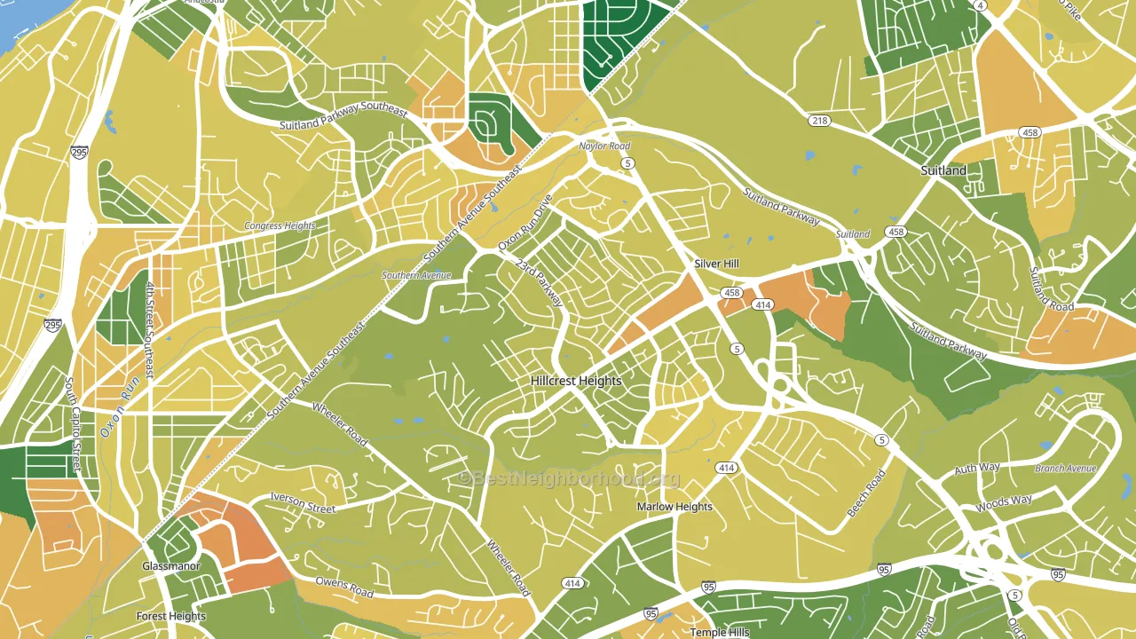Hillcrest Heights, MD block-group voter-turnout map