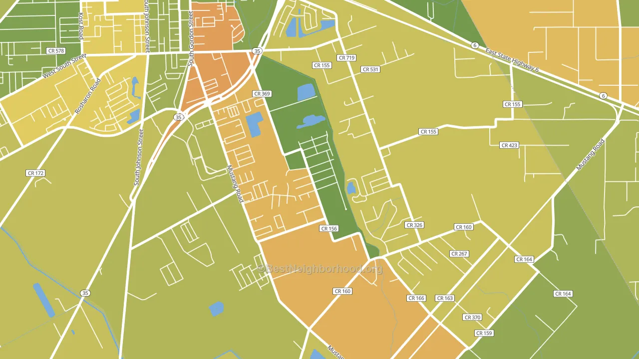 Hillcrest, TX block-group voter-turnout map