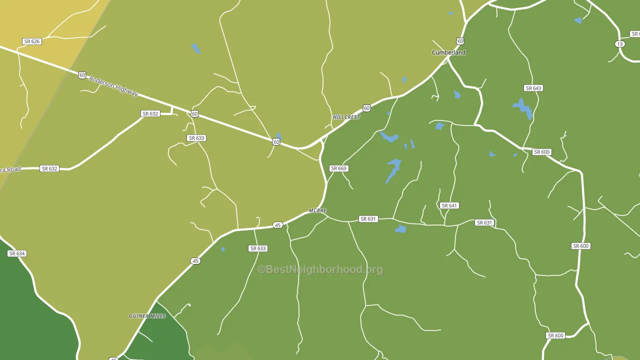 Hillcrest, VA block-group voter-turnout map