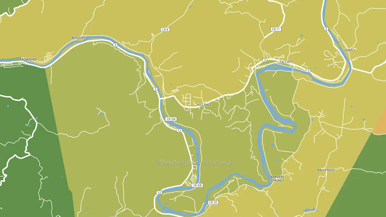 Hilldale, WV block-group voter-turnout map