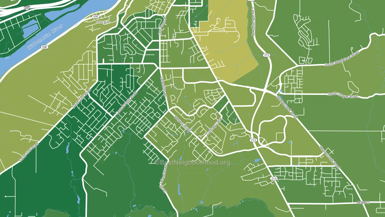 Hillendale, Oregon City, OR block-group voter-turnout map