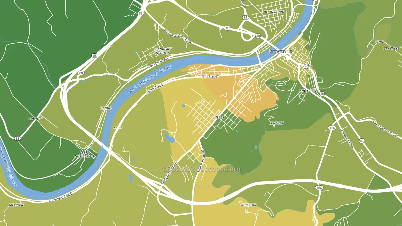Hiller, PA block-group voter-turnout map